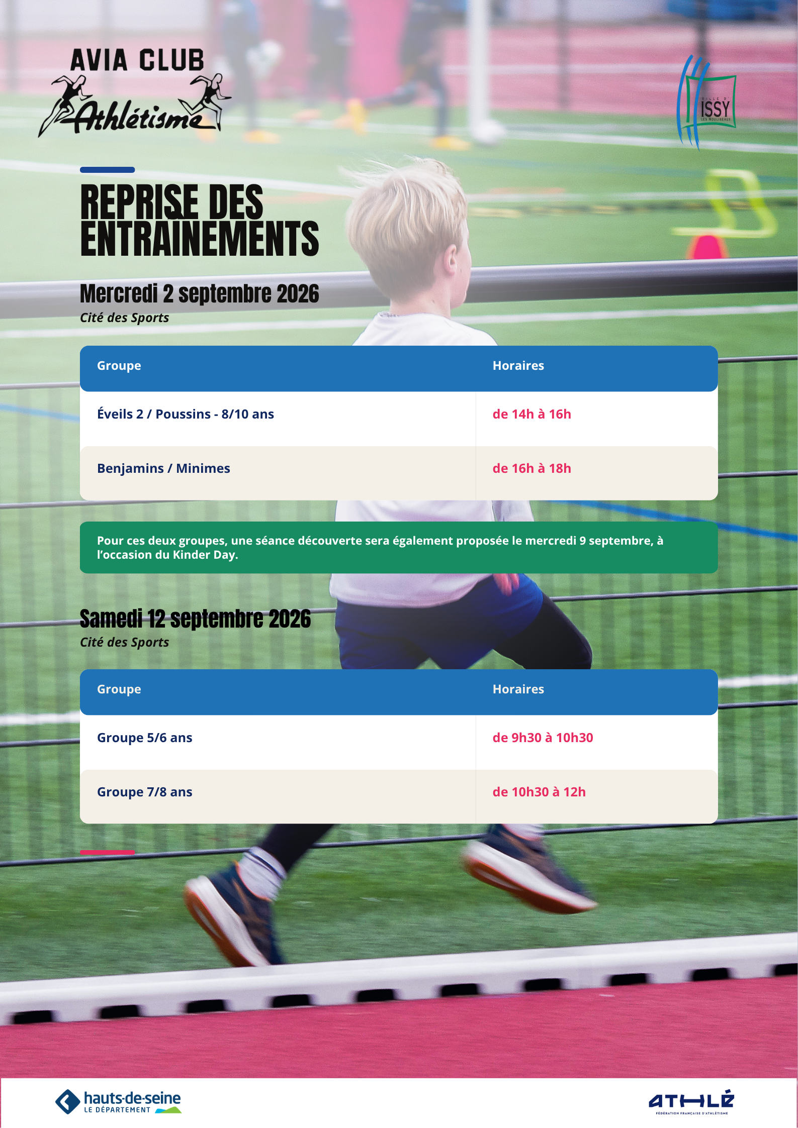 REPRISE DES ENTRAINEMENTS DE L'ECOLE D'ATHLE [#img1]